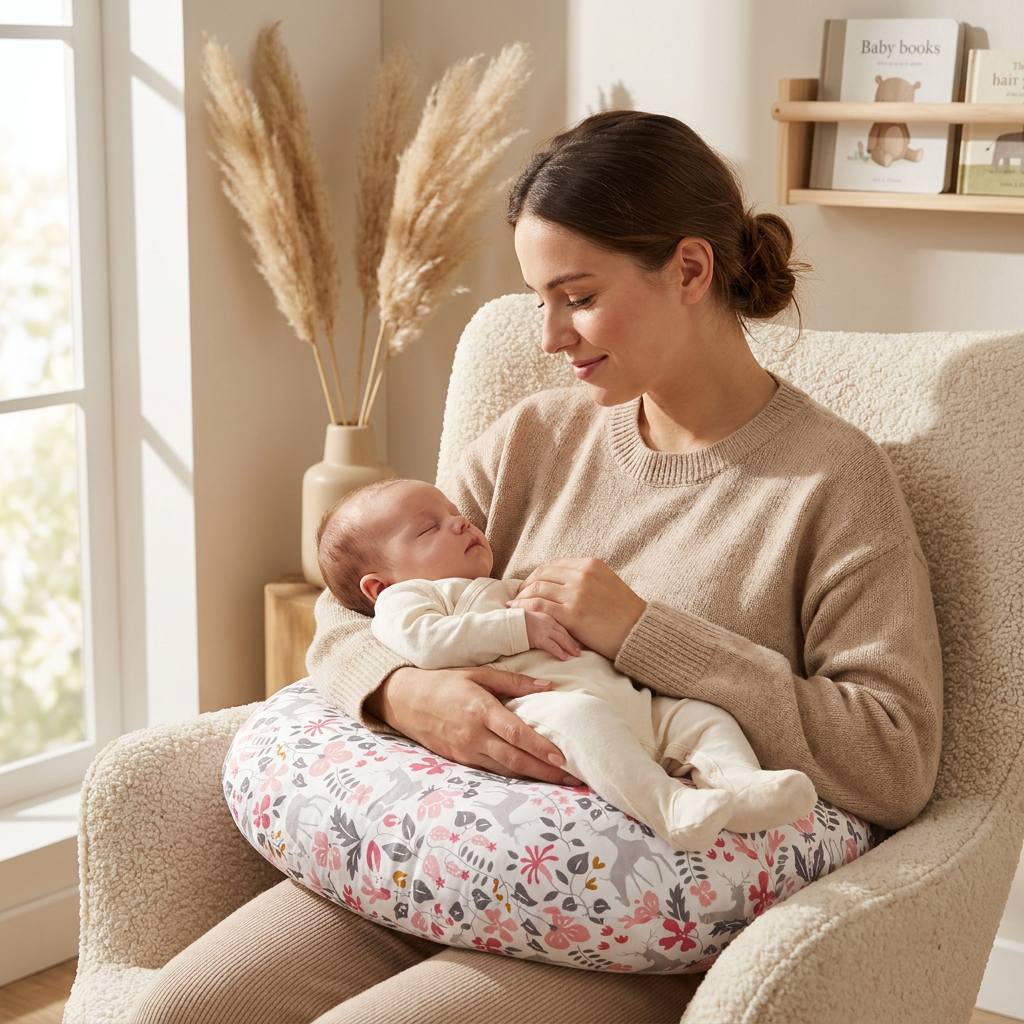 Un coussin qui s'attache à la taille pour libérer tes bras pendant la tétée.