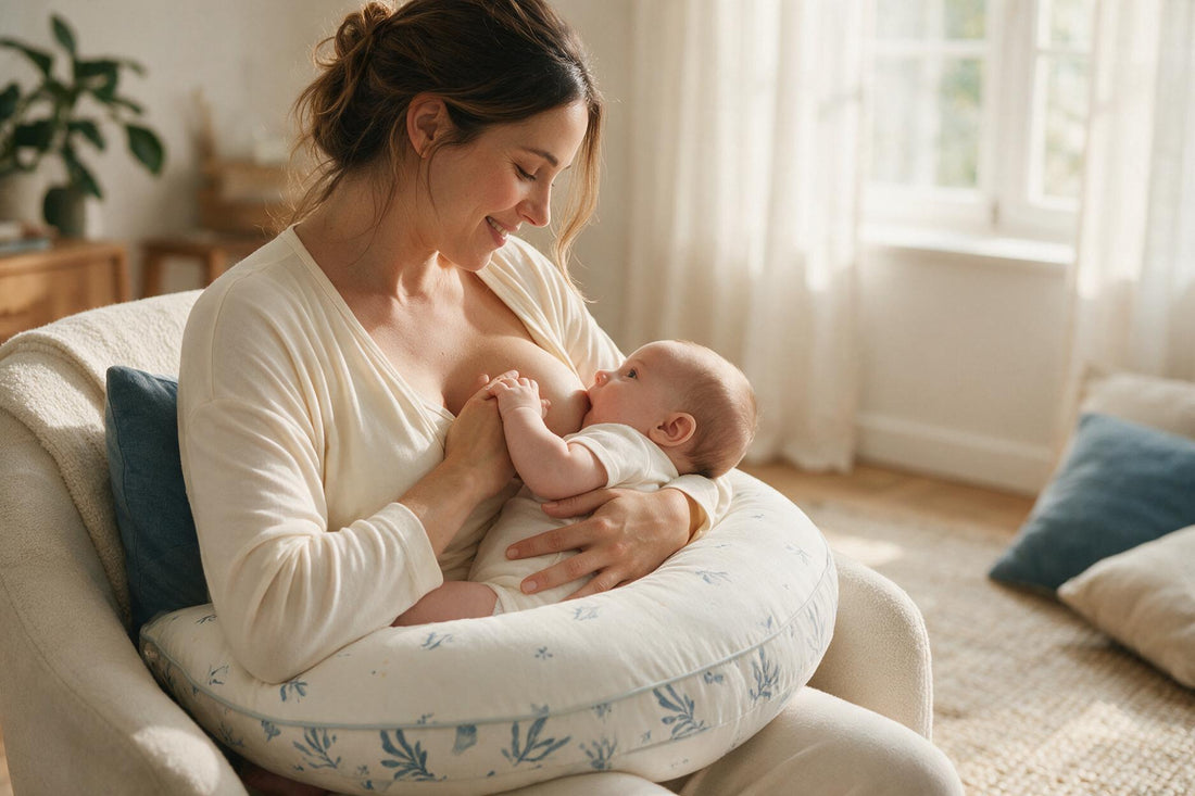 Maman qui allaite avec coussin d'allaitement Papillon Duo — MUMCOMFY