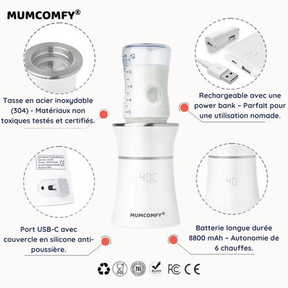 Chauffe biberon nomade 8800mAh — WarmyGo® — vue 12 MUMCOMFY