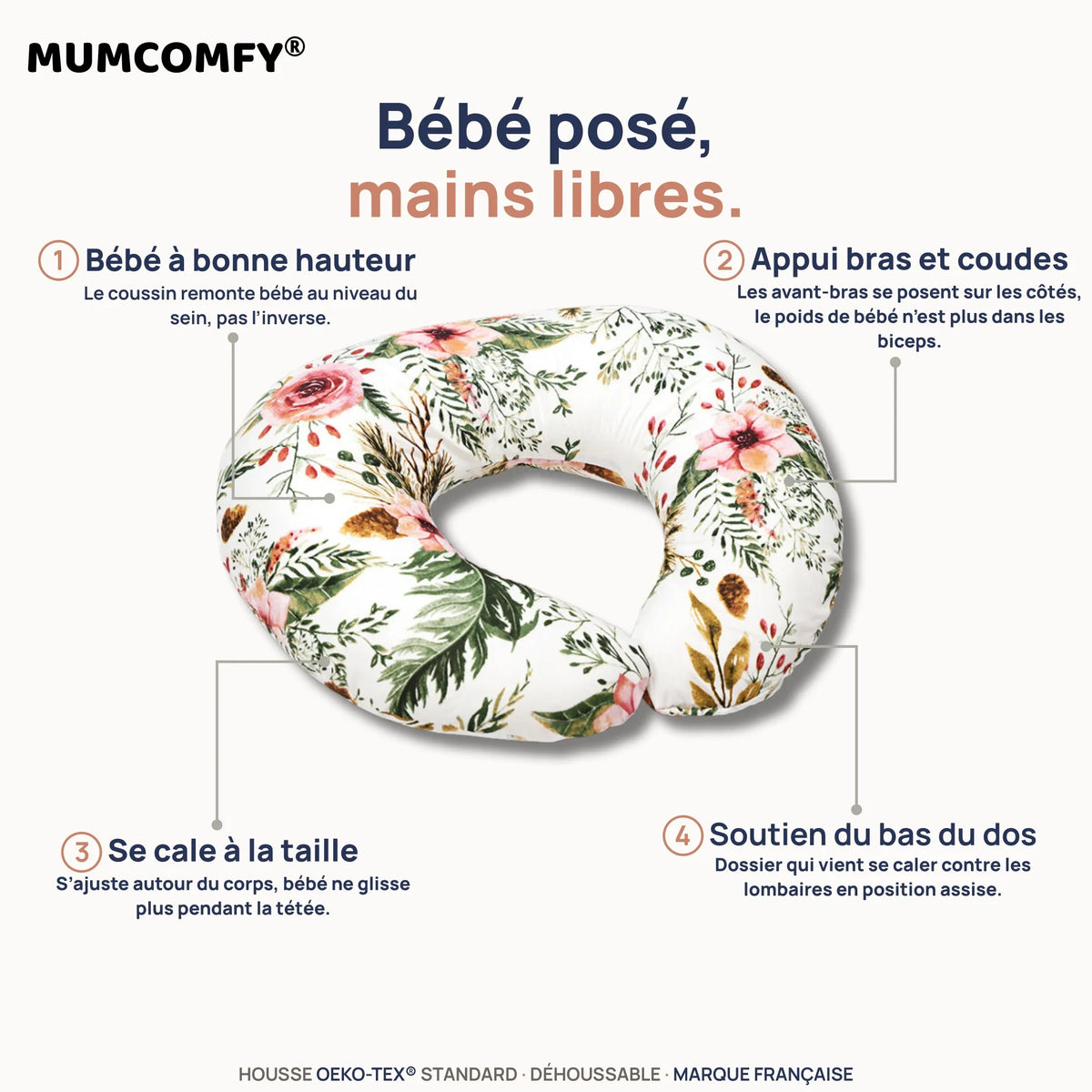 Coussin d'Allaitement en U - Bouquet Romantique - packshot MUMCOMFY