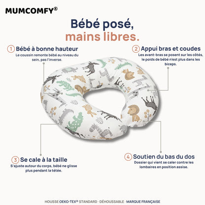 Coussin d'Allaitement en U - Les Copains de la Savane - packshot MUMCOMFY