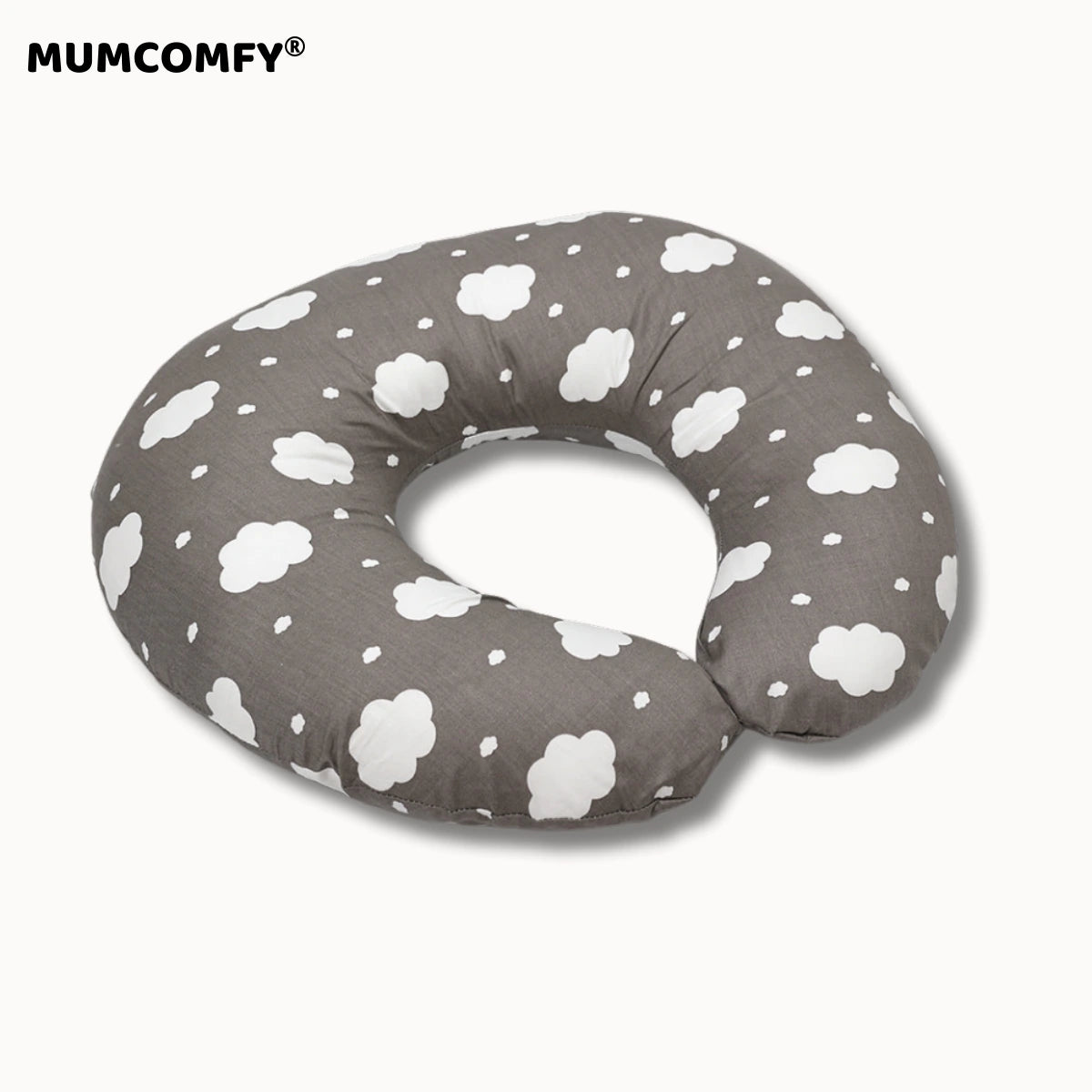 Coussin d'Allaitement en U — Nuages Ardoise