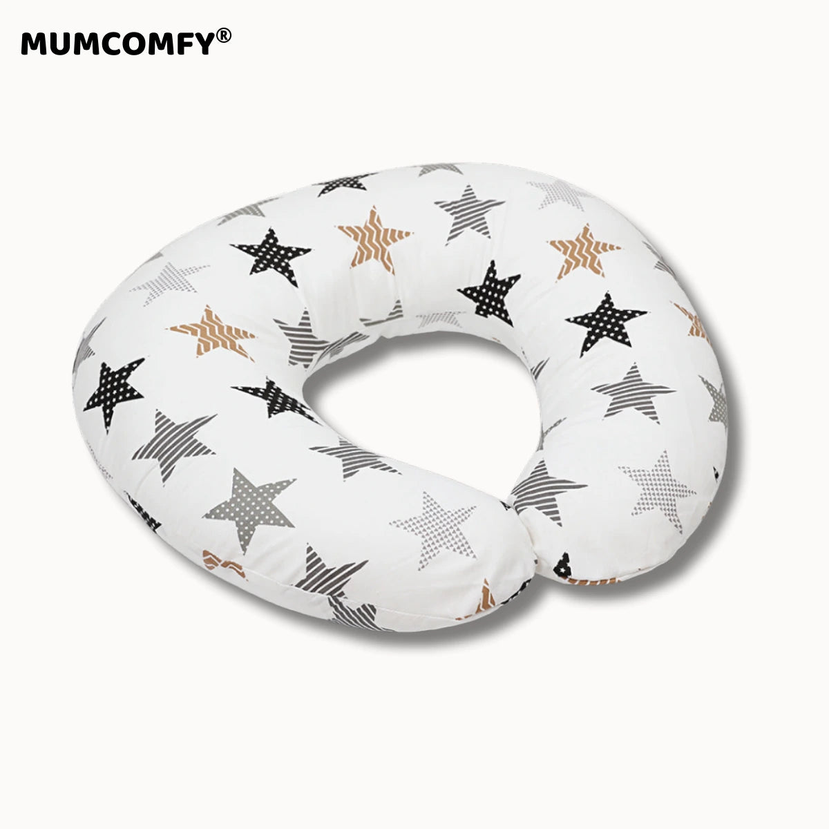 Coussin d'Allaitement en U — Étoiles Caramel