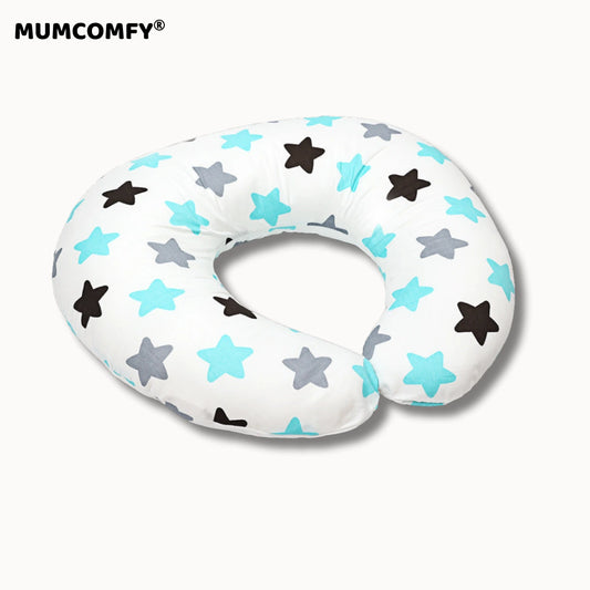 Coussin d'Allaitement en U — Étoiles Turquoise