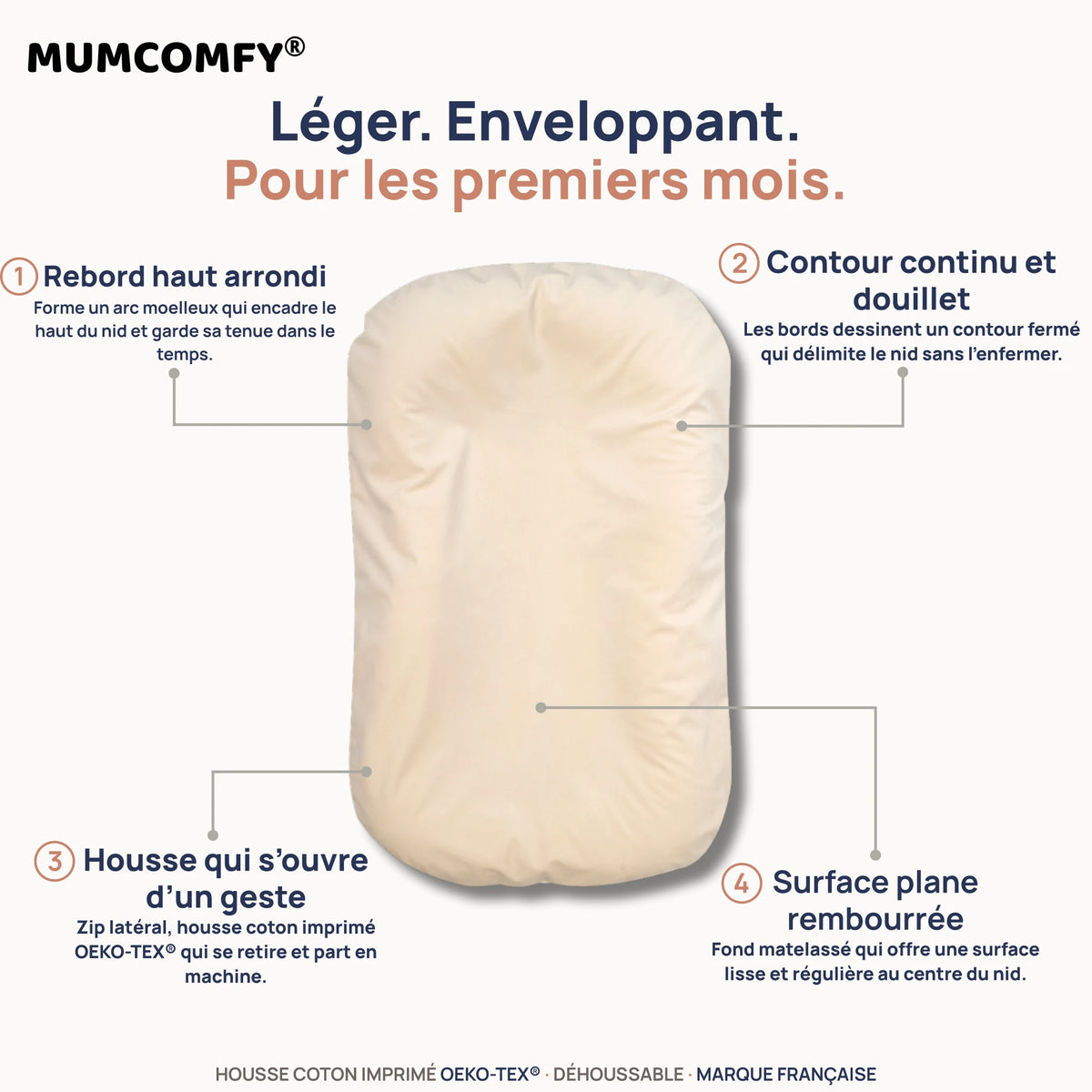 Réducteur de lit bébé — Velours Beige