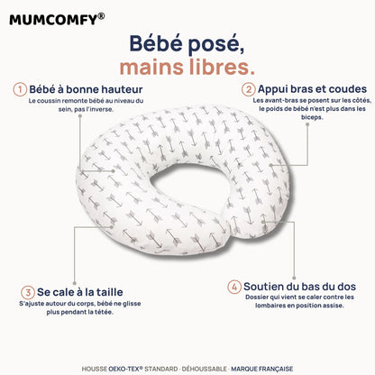 Coussin d'Allaitement en U - Fleches Grises - packshot MUMCOMFY