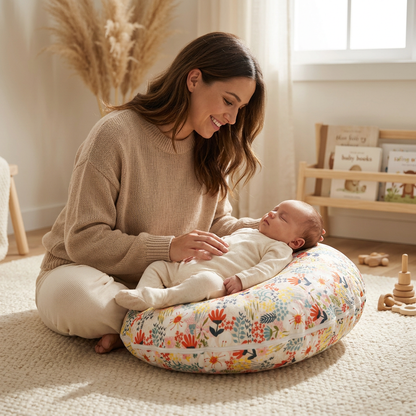 Maman regardant bébé sur le cocon
