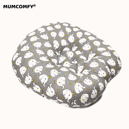 Cocon bébé motif Éléphants Couronne Gris