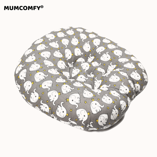 Cocon bébé motif Éléphants Couronne Gris