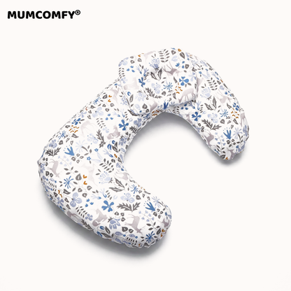 Coussin d'allaitement Papillon Duo Petites Fleurs Bleues — packshot MUMCOMFY