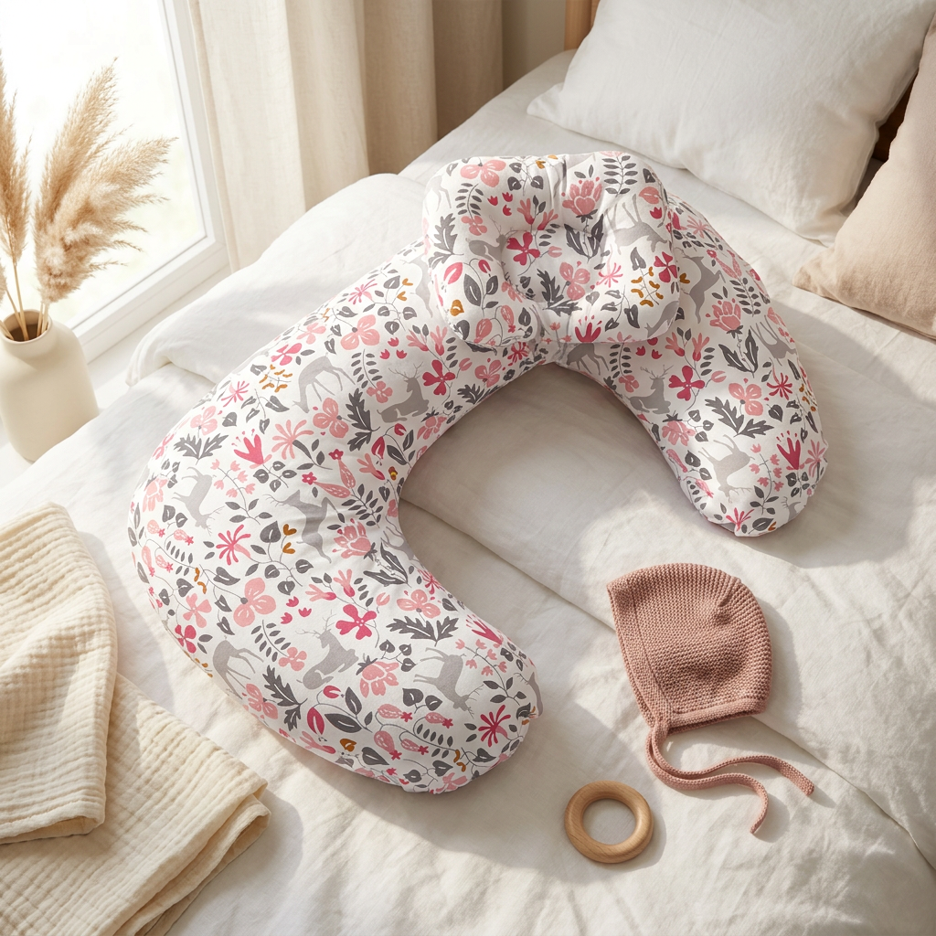 Coussin Papillon Duo Petites Fleurs Roses avec pampas grass et bonnet