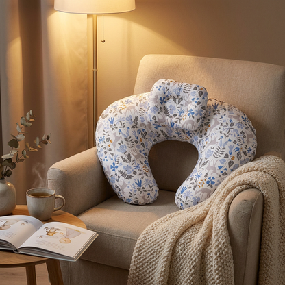 Coussin Papillon Duo Bleues — ambiance cocooning soirée avec lampe et thé